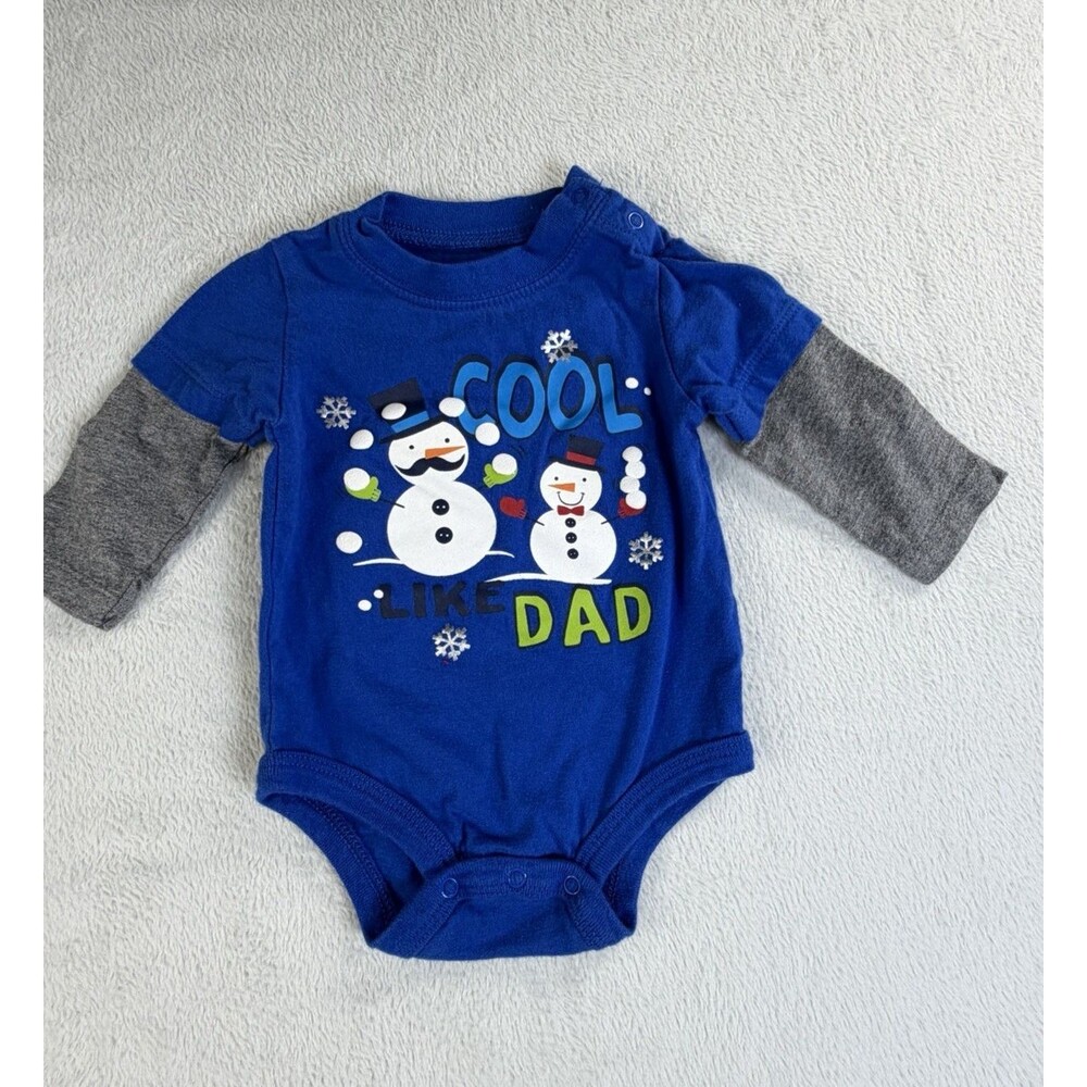 Koala Baby Boy Size 3 Months 100% Cotton Snowman Snowmen Long sleeve Bodysuit
